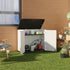 horizontal outdoor storage shed for bulky backyard gear and equipment