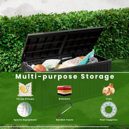 180 Gallon Outdoor Storage Box, Resin Deck Box, Waterproof , Lockable, UV-Resistant, Black