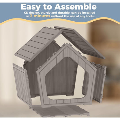 Yardgrace Outdoor Waterproof Cat House,23.43×22.64×22.8 Inches,Insulated Cat Shelter Feral for All Seasons,Easy to Assemble,Suitable for Cats and Small Dogs (Light Brown, 23.43×22.64×22.8 Inches)