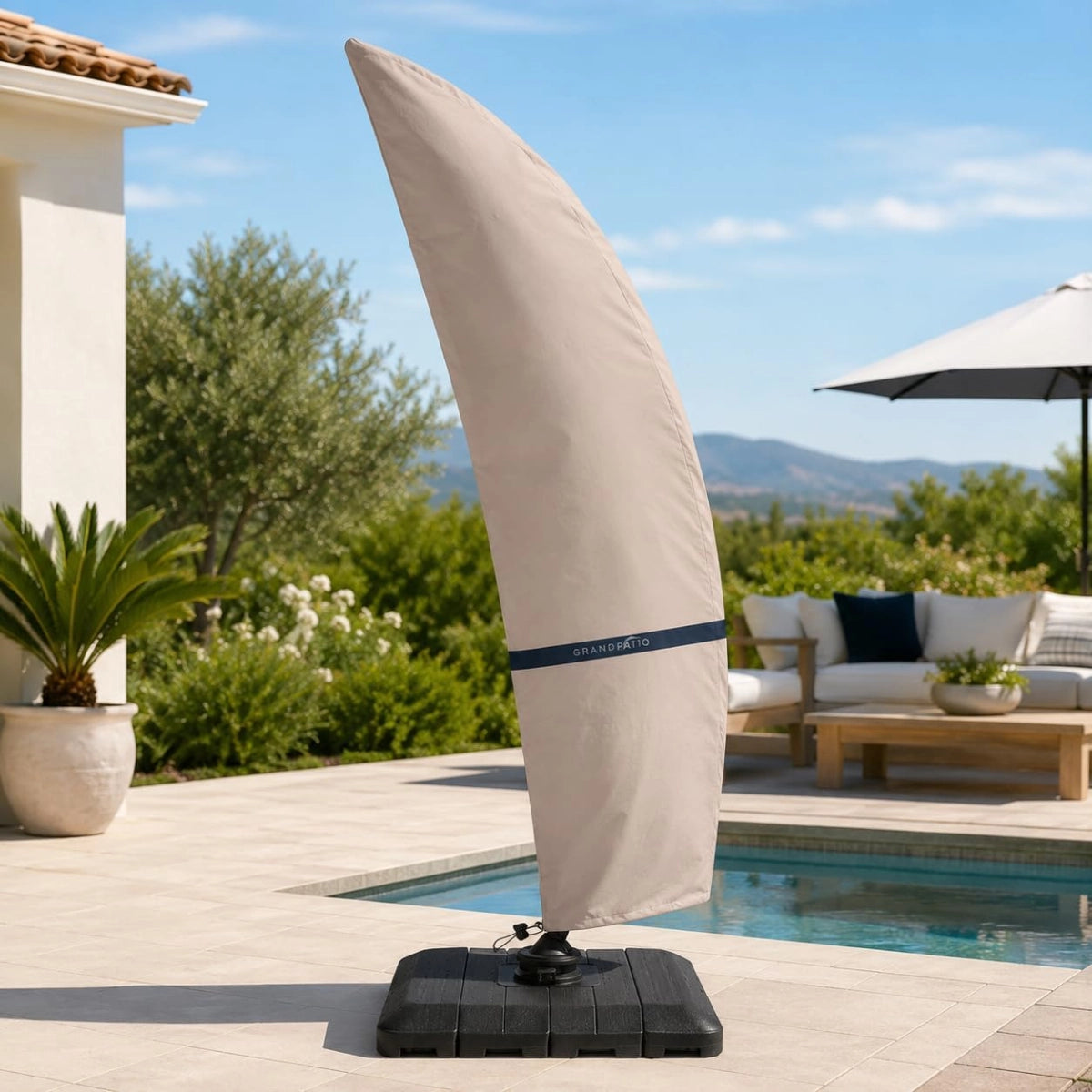 9'–12' Waterproof Cantilever Patio Umbrella Cover with Zipper