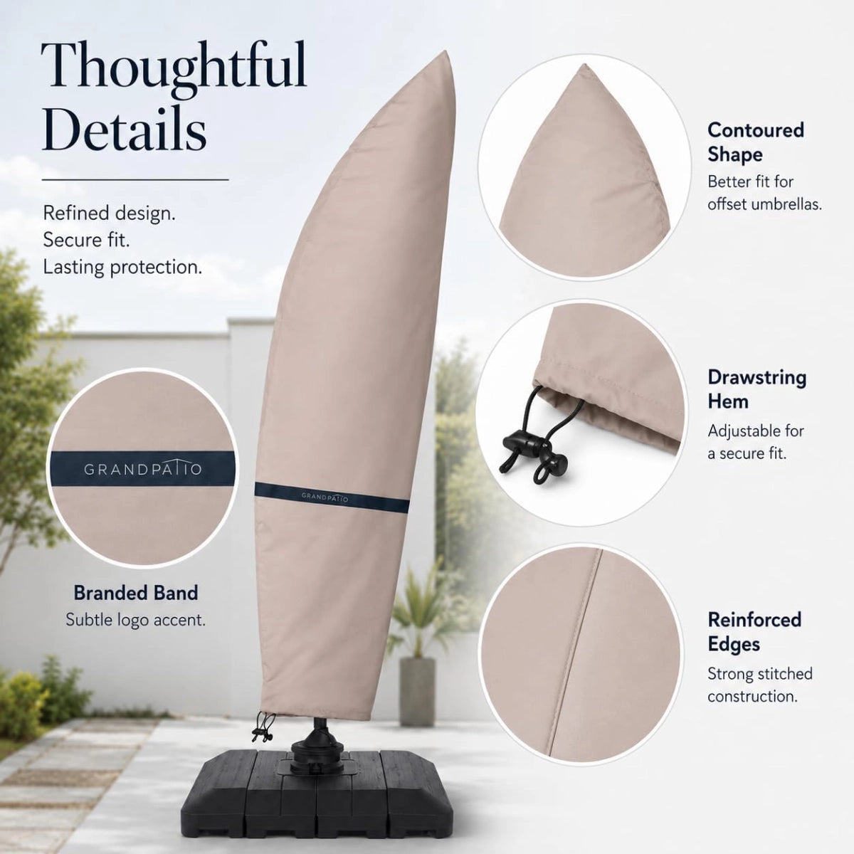 9'–12' Waterproof Cantilever Patio Umbrella Cover with Zipper