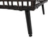 Front view of low square outdoor coffee table with open-grid rattan sides