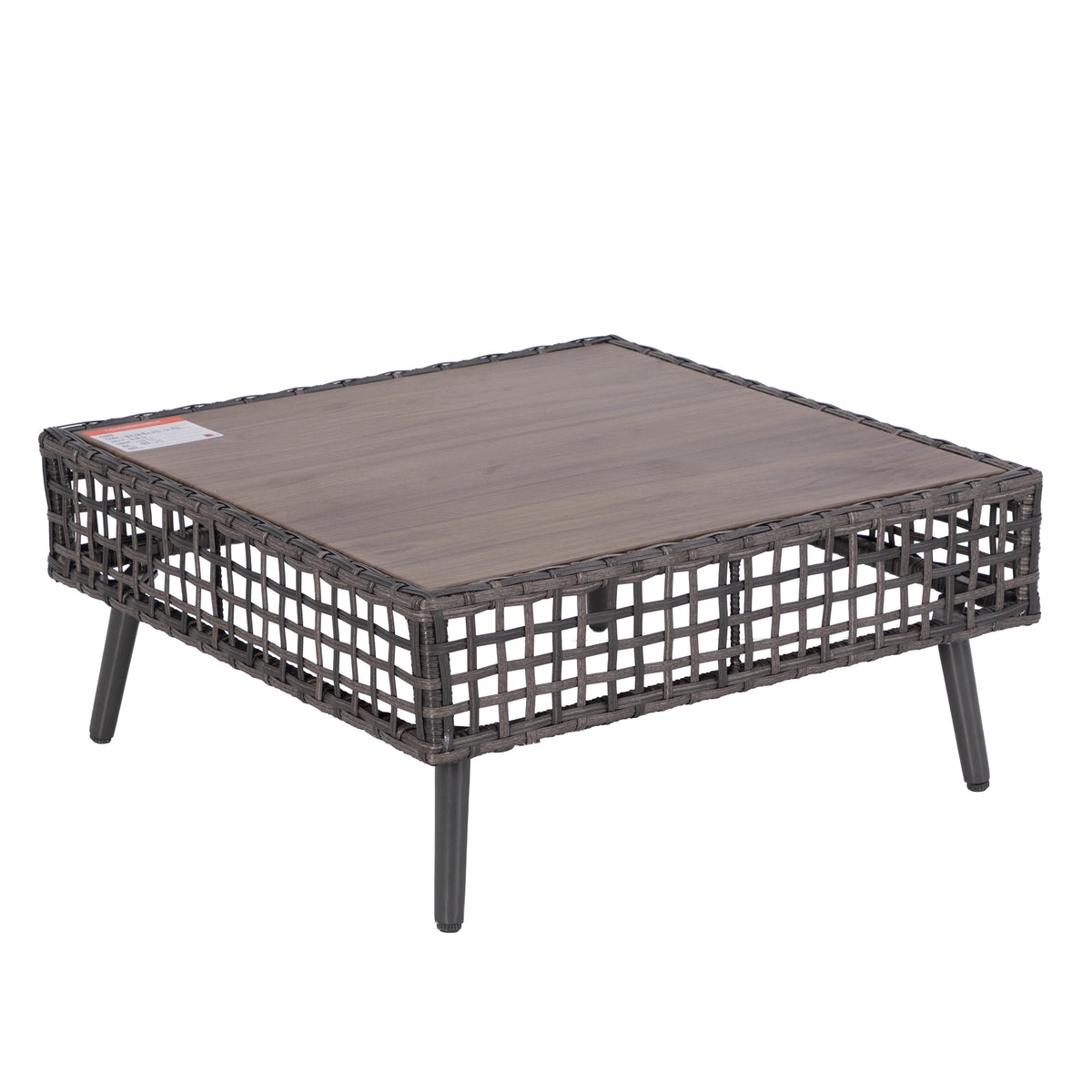 Grey wicker corner sofa module with thick seat and back cushions