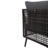 Open-grid grey PE wicker weaving on outdoor sectional sofa backrest