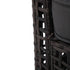 Cushion toggle fastening detail on dark grey wicker outdoor sofa