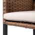 Beige patio dining chair cushion with woven wicker seat support