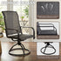 Pair of Textilene swivel chairs beside an outdoor table