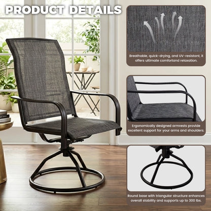 2-Piece Outdoor Textilene Swivel Patio Chairs