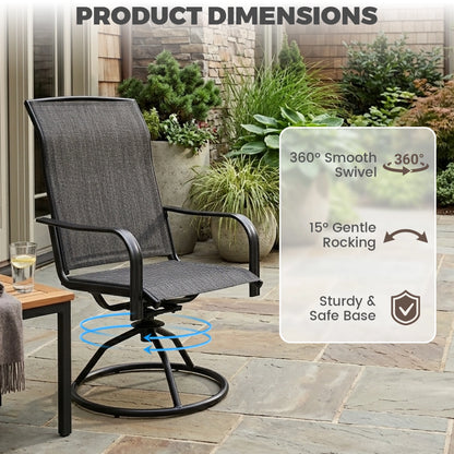 2-Piece Outdoor Textilene Swivel Patio Chairs