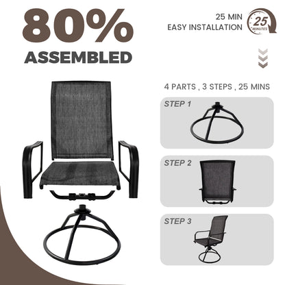 2-Piece Outdoor Textilene Swivel Patio Chairs