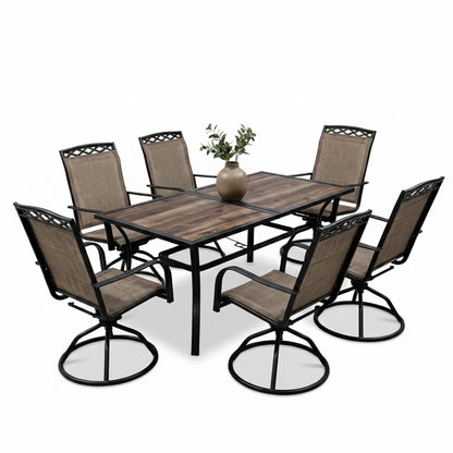 7-Piece Outdoor Patio Dining Set with Textilene Chairs