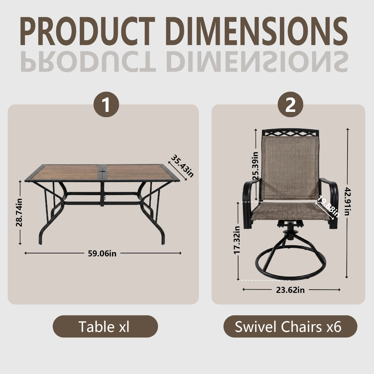 7-Piece Outdoor Patio Dining Set with Textilene Chairs