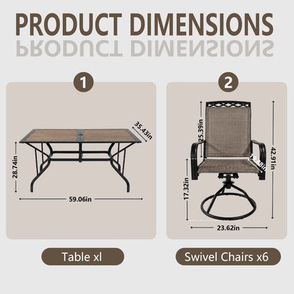 7-Piece Outdoor Patio Dining Set with Textilene Chairs