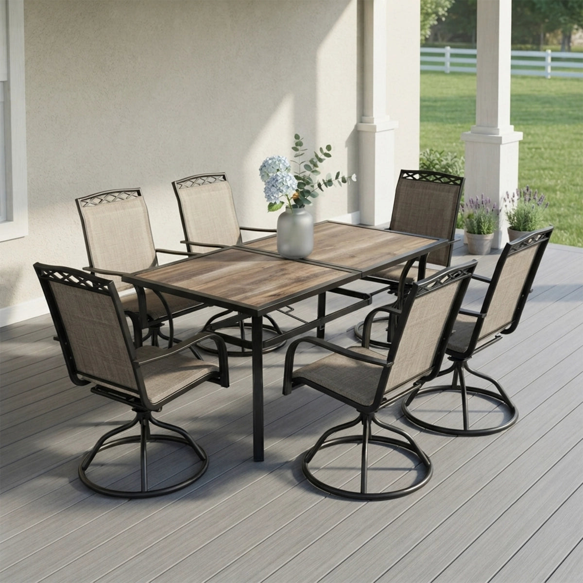 7-Piece Outdoor Patio Dining Set with Textilene Chairs