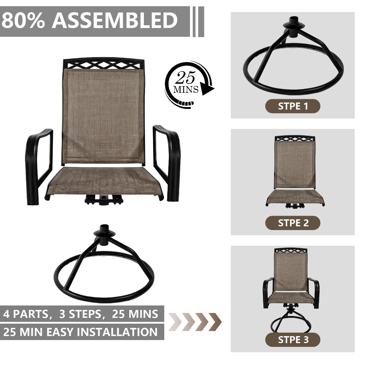 7-Piece Outdoor Patio Dining Set with Textilene Chairs