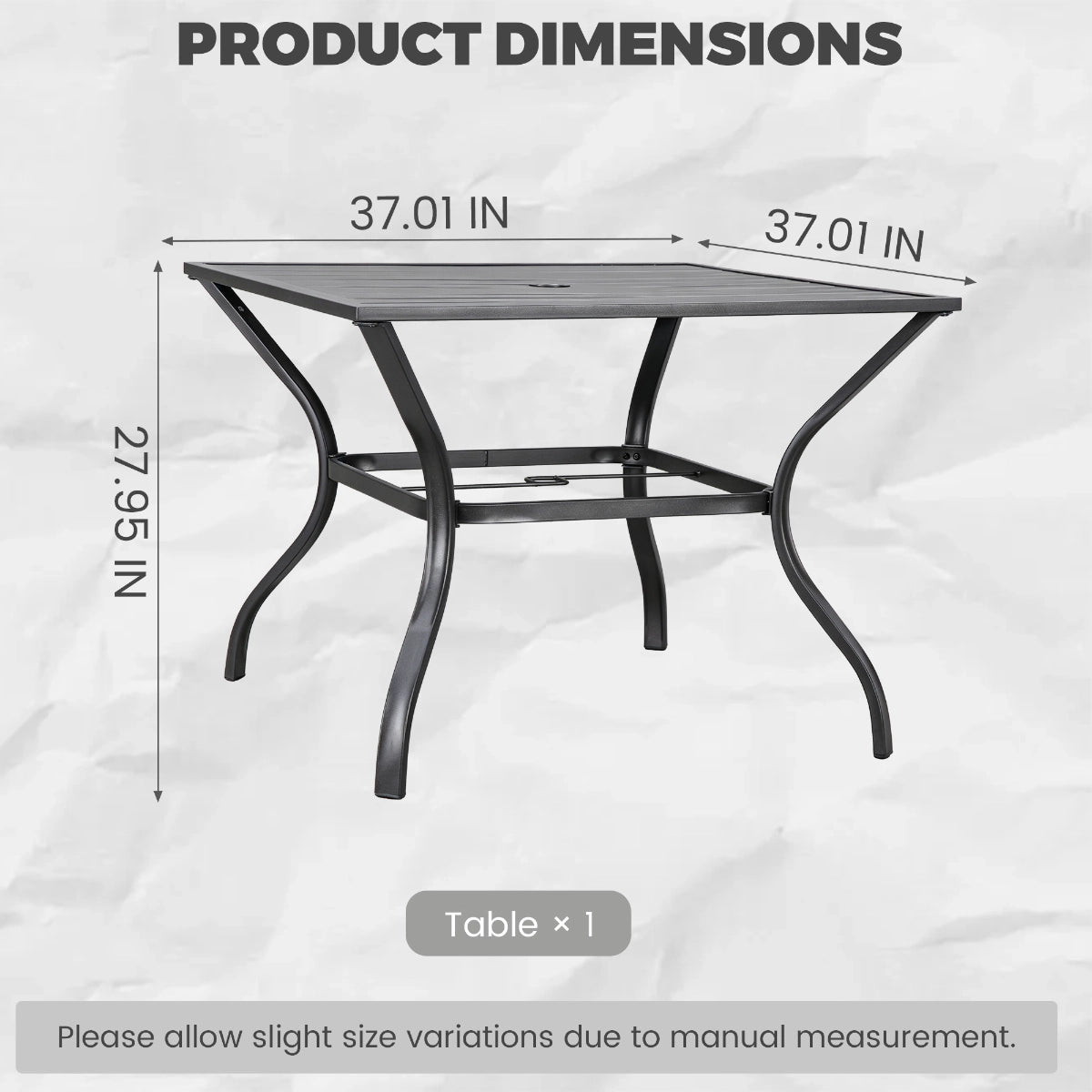 35-Inch Square Outdoor Patio Dining Table