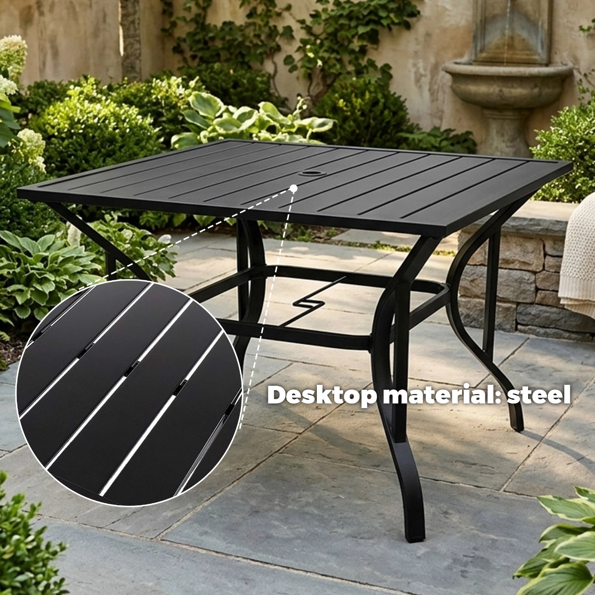 35-Inch Square Outdoor Patio Dining Table