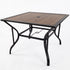 Brown square patio dining table shown on white background