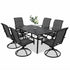 Outdoor dining set for 6 with rectangular table and six Textilene chairs