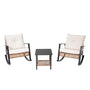 3 piece outdoor wicker rocking chair set with two porch rockers and side table
