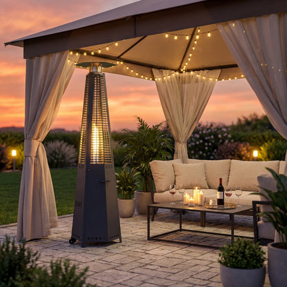 Hexagonal Pyramid Propane Patio Heater with Wheels