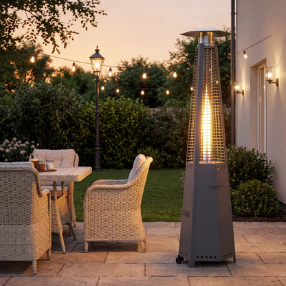 Hexagonal Pyramid Propane Patio Heater with Wheels