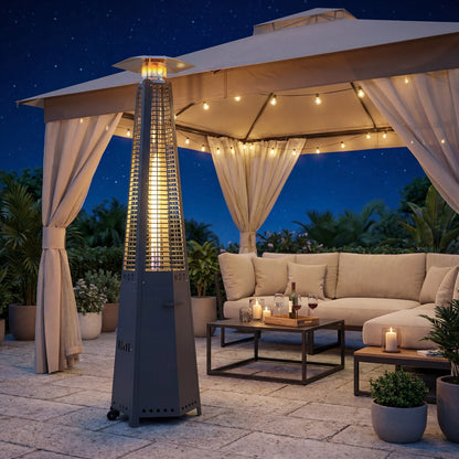 Hexagonal Pyramid Propane Patio Heater with Wheels