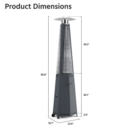 Hexagonal Pyramid Propane Patio Heater with Wheels