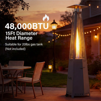 Hexagonal Pyramid Propane Patio Heater with Wheels