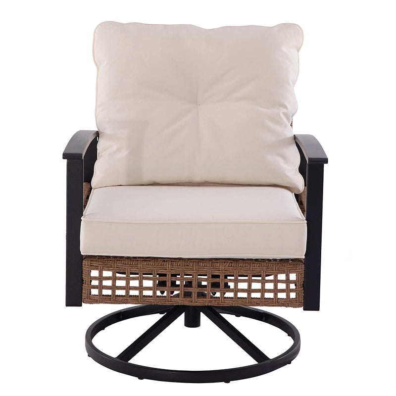 Close-up of double half-round wicker weave on patio chair backrest