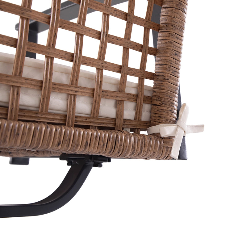 Side view of outdoor swivel rocking chair with pedestal base