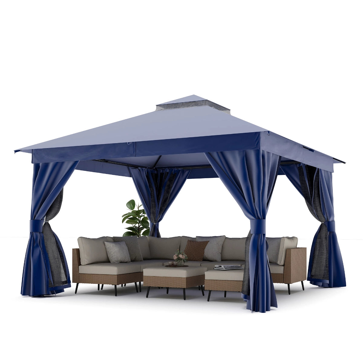 12' × 12' Soft-Top Gazebo with Curtains & Mosquito Netting
