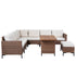 8 piece rattan corner sofa dining set with beige cushions and rectangular table