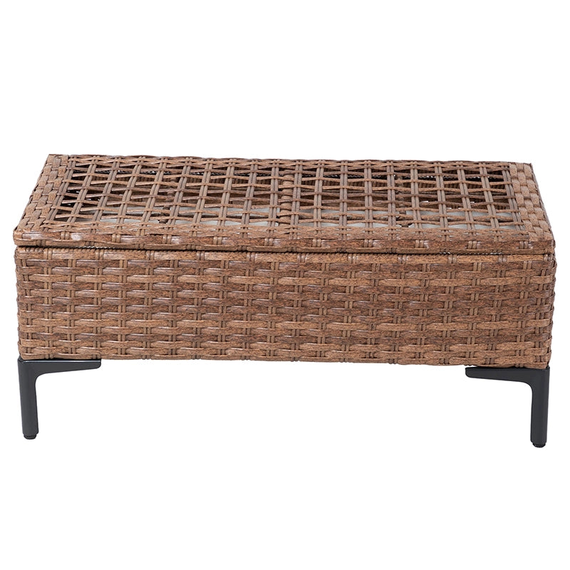 Woven rectangular rattan ottoman base for outdoor sectional sofa
