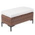 Rectangular wicker patio ottoman with matching upholstered cushion