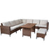 Outdoor wicker corner sectional with ottoman and semi-height dining table