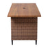 End view of rectangular wicker patio dining table