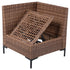 Close-up of lifted wicker seat panel on outdoor corner sofa module