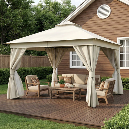 12' × 12' Soft-Top Gazebo with Curtains & Mosquito Netting