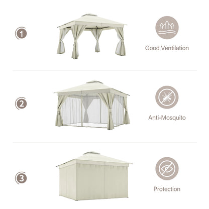 12' × 12' Soft-Top Gazebo with Curtains & Mosquito Netting