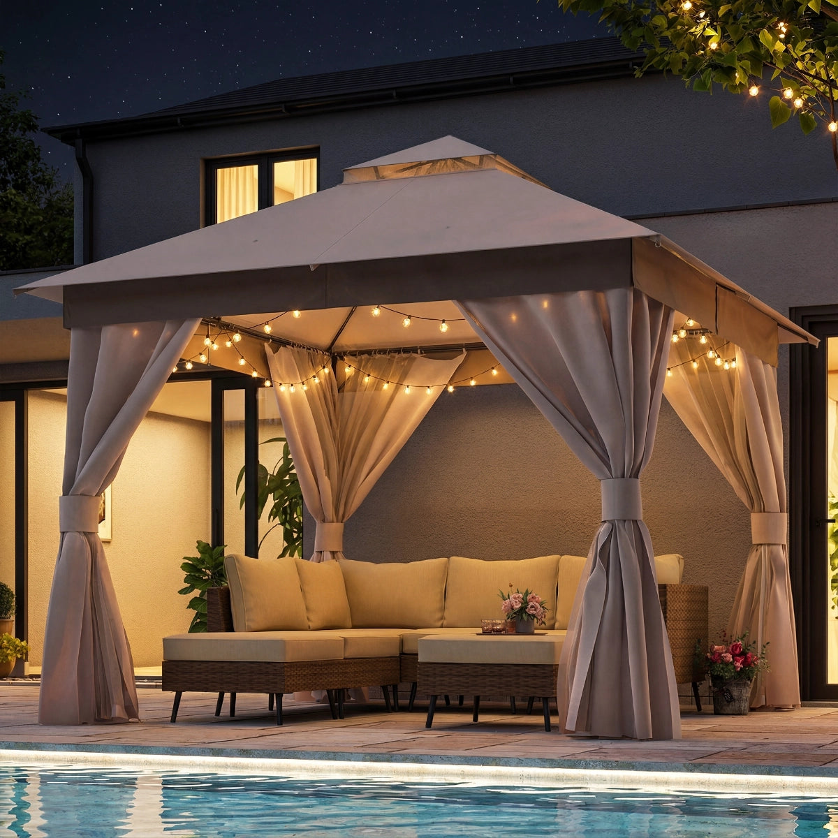 10' × 10' Soft-Top Roman-Style Gazebo with UV50+ Canopy