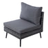 Angled view of armless outdoor sectional sofa chair with tapered metal legs
