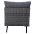 Back view of wicker outdoor sofa module with slim metal legs