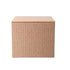Square wicker outdoor cushion storage box with closed wood-look lid