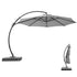Gray 12 ft cantilever patio umbrella shown open and folded
