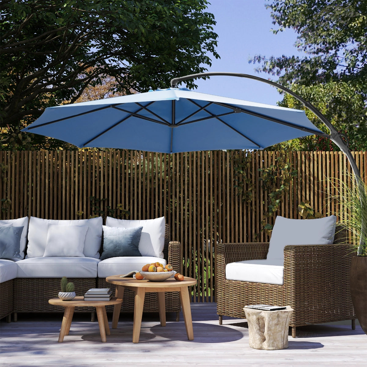 10' Deluxe Curved Cantilever Patio Umbrella with 360° Rotation