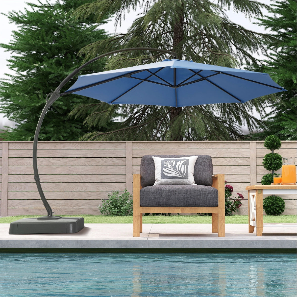 10' Deluxe Curved Cantilever Patio Umbrella with 360° Rotation