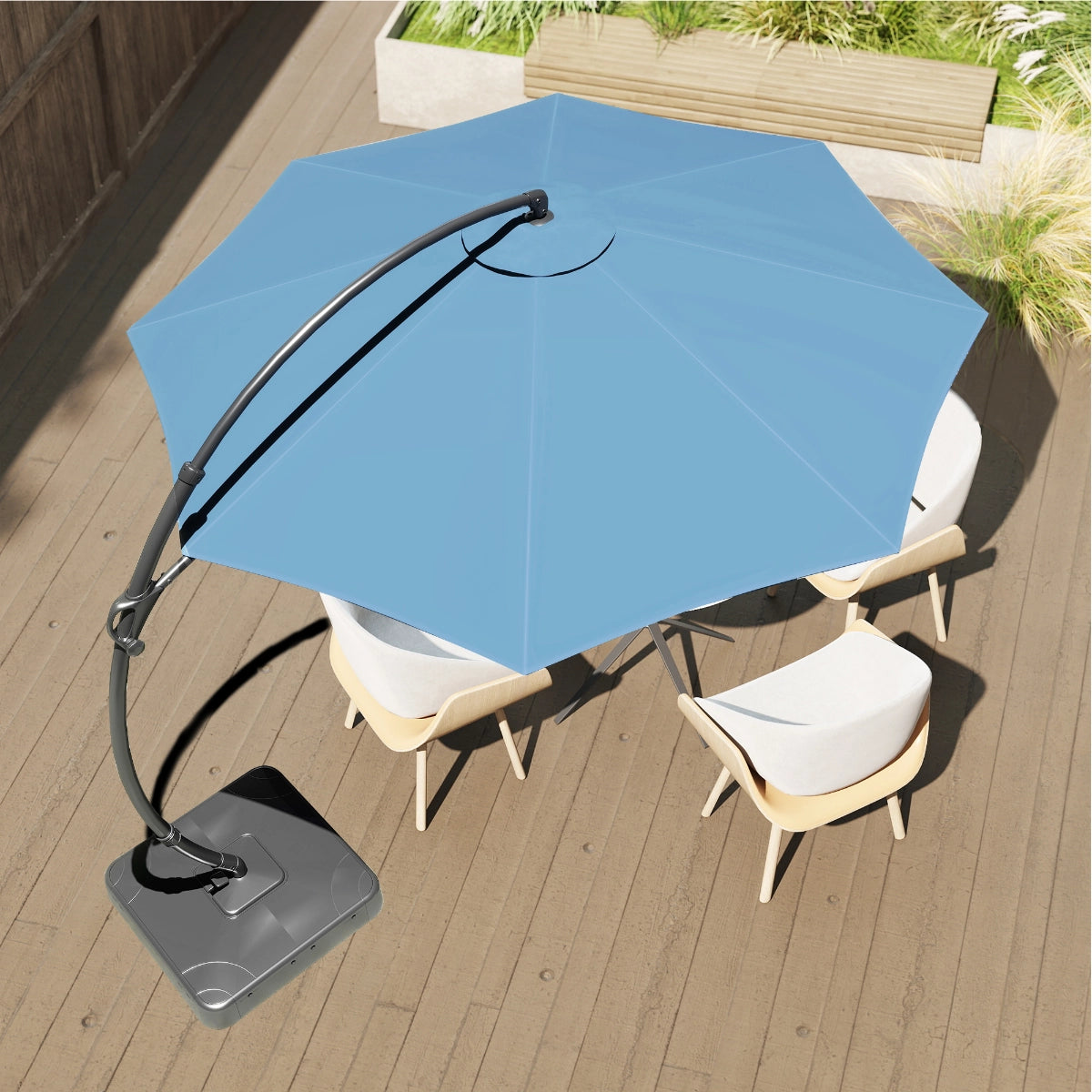 10' Deluxe Curved Cantilever Patio Umbrella with 360° Rotation