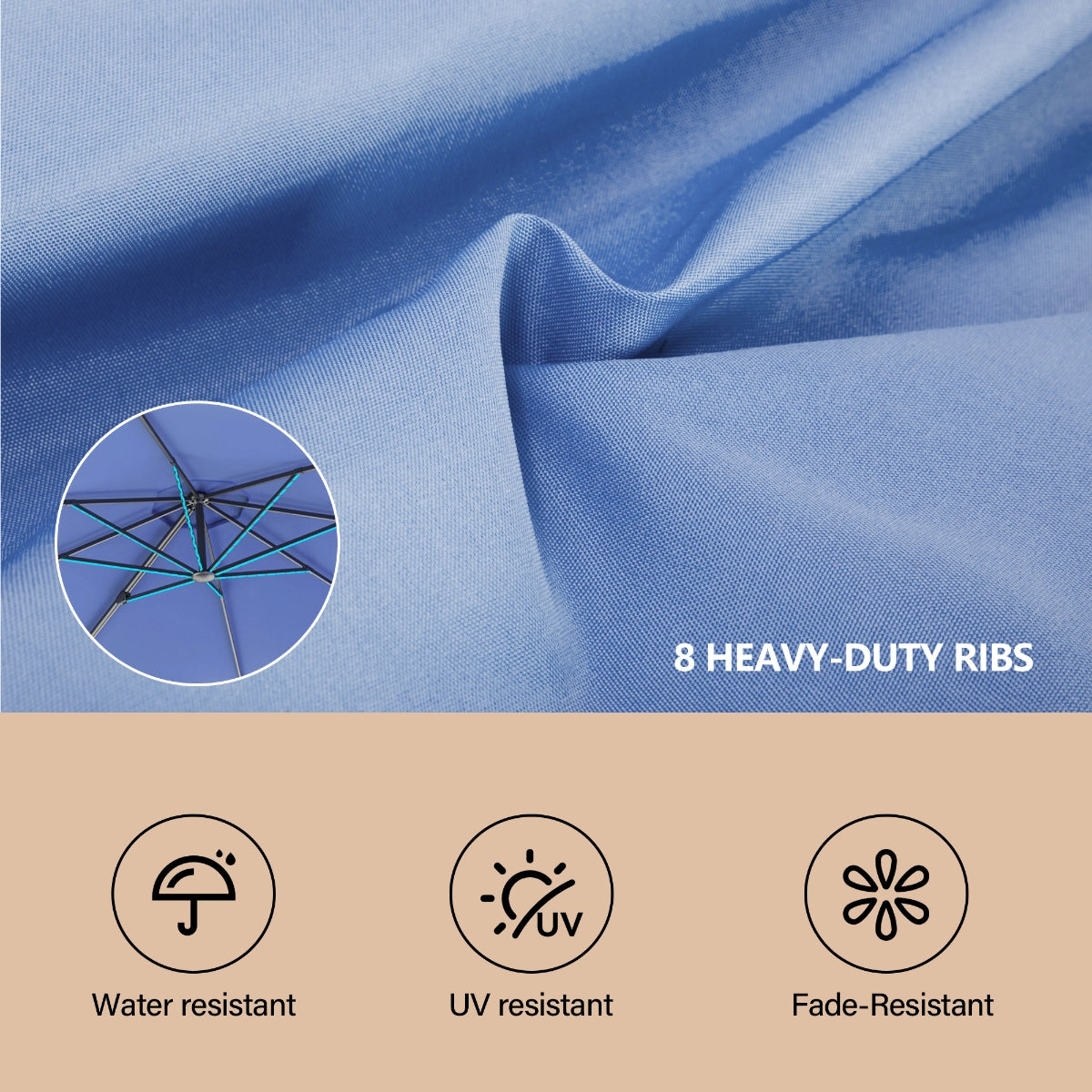 10' Deluxe Curved Cantilever Patio Umbrella with 360° Rotation