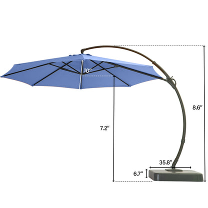 10' Deluxe Curved Cantilever Patio Umbrella with 360° Rotation